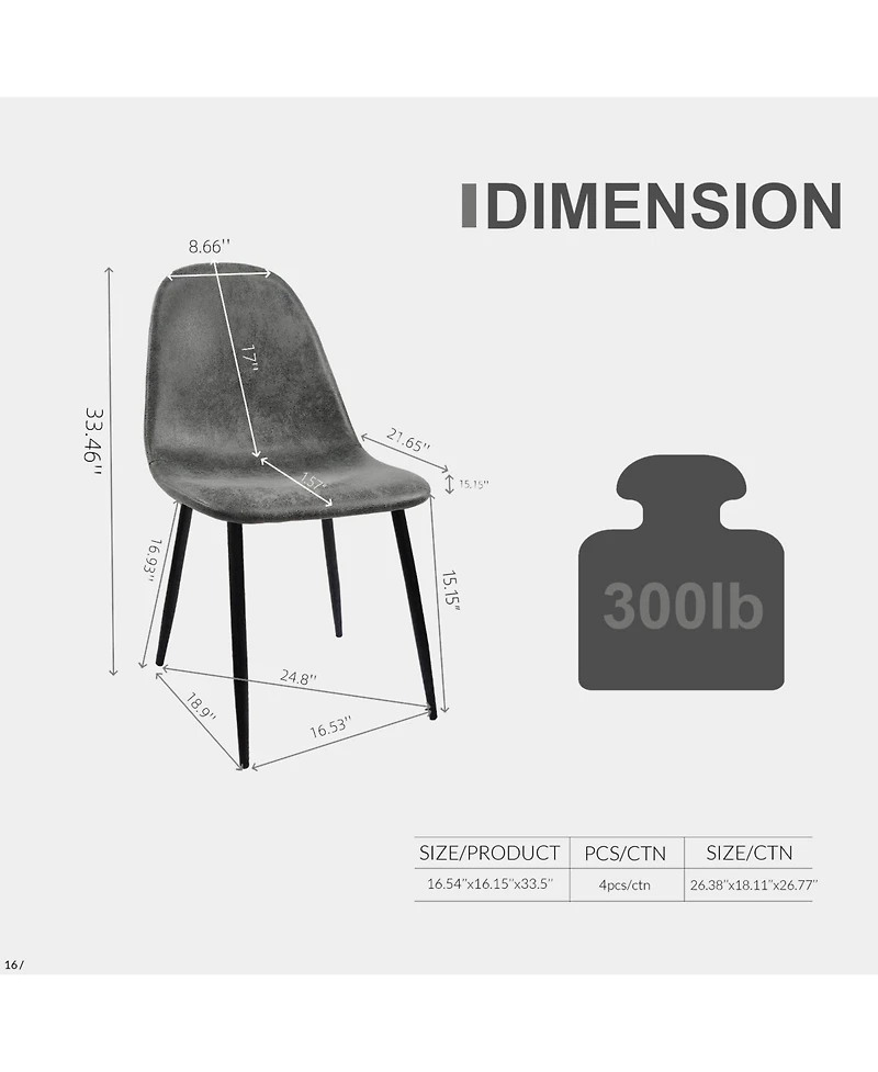 Streamdale Furniture Modern Accent Dining Chairs (Set of 4, Grey