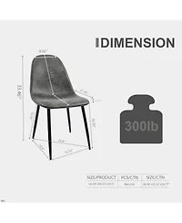 Streamdale Furniture Modern Accent Dining Chairs (Set of 4, Grey