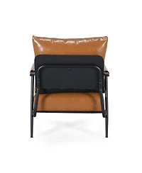 Streamdale Mid-Century Accent Chair with Brown Faux Leather