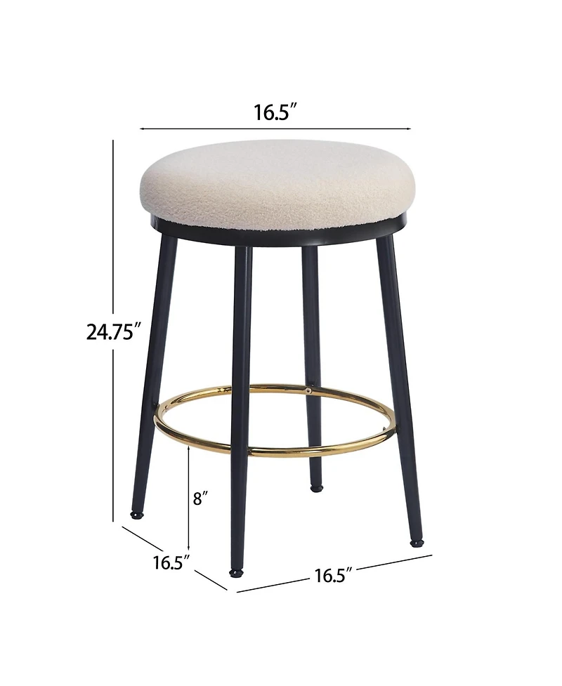 Streamdale Furniture Modern Counter Stools (Set of 2), White, with Iron Frame