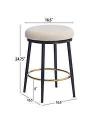 Streamdale Furniture Modern Counter Stools (Set of 2), White, with Iron Frame