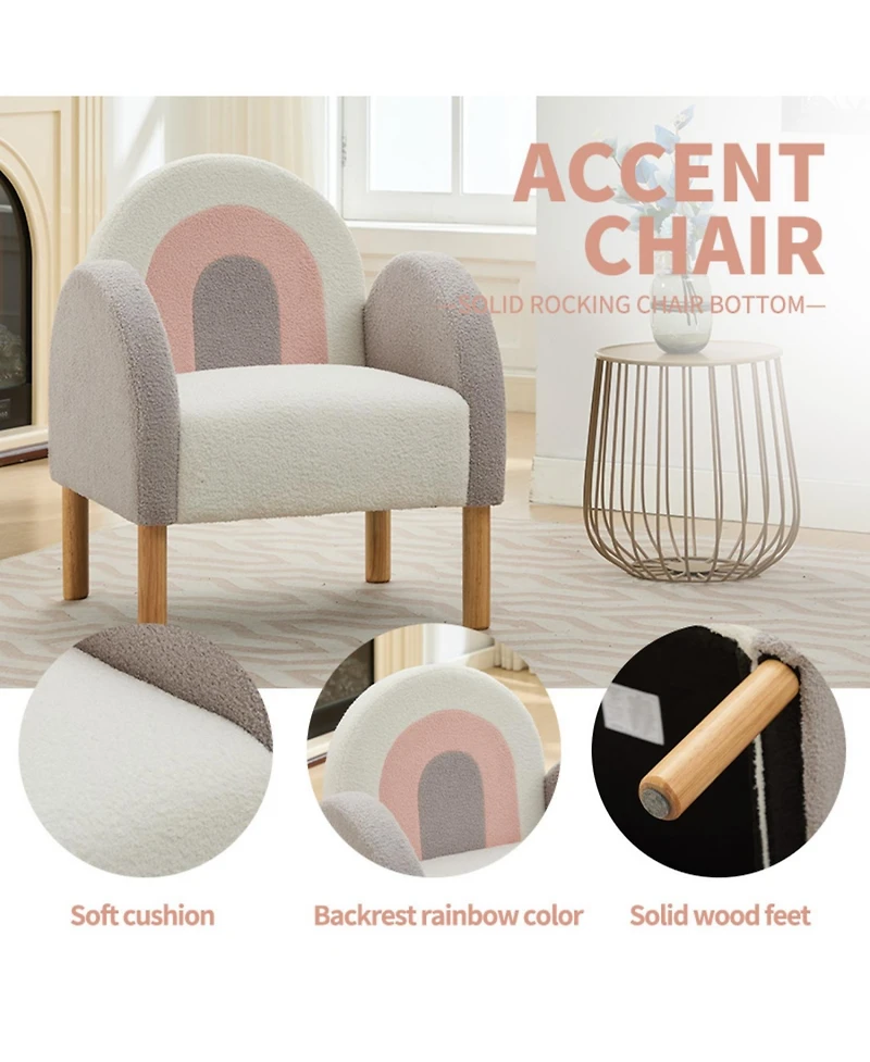 Streamdale Furniture Accent Chair Sofa, Toddler Fabric with Solid Wooden Frame,Rainbow Design