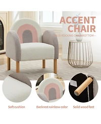 Streamdale Furniture Accent Chair Sofa, Toddler Fabric with Solid Wooden Frame,Rainbow Design