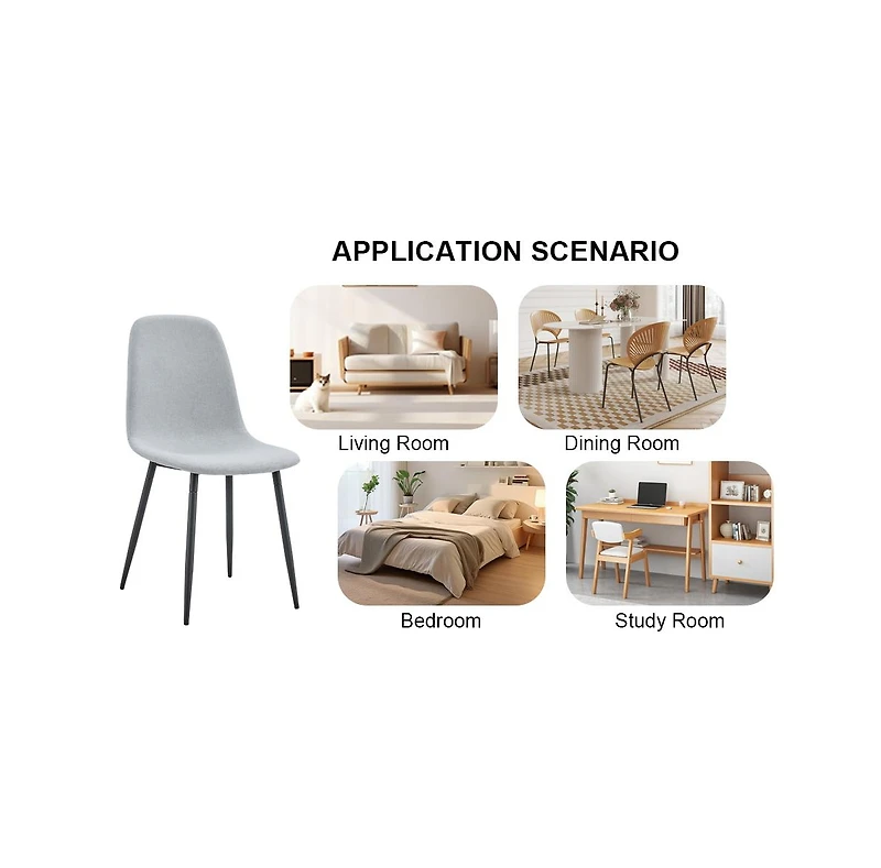 Streamdale Furniture Comfortable Linen-Cotton Dining Set (6 Pieces, Light Gray)