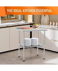 Streamdale Furniture Stainless Steel Table 30x36 with Adjustable Shelf