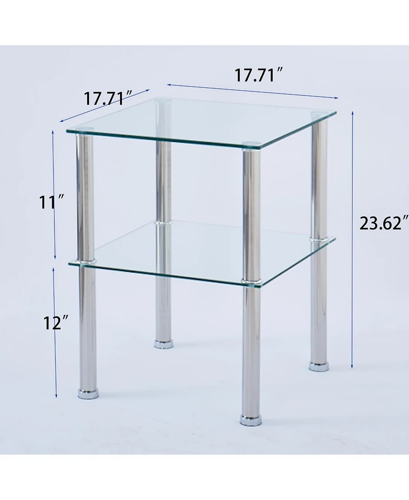 Streamdale Furniture Clear 2-Tier Side/End Table with Storage