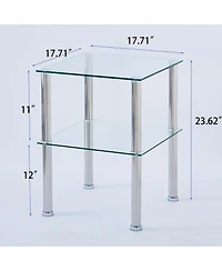 Streamdale Furniture Clear 2-Tier Side/End Table with Storage