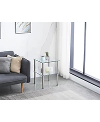 Streamdale Furniture Clear 2-Tier Side/End Table with Storage