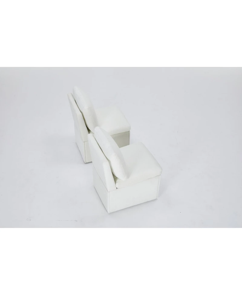 Streamdale Furniture Linen Ivory Dining Chair with Casters & Storage (Set of 2)