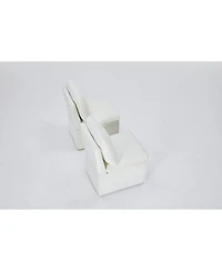 Streamdale Furniture Linen Ivory Dining Chair with Casters & Storage (Set of 2)