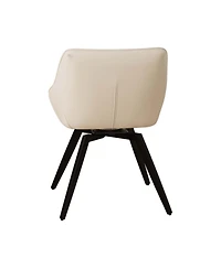 Streamdale Furniture Beige Pu Dining Chairs Black Metal Legs (Set of 2)