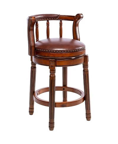 Streamdale Furniture Cow Leather Swivel Bar Stool - 26" - Brown