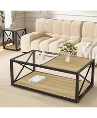 Streamdale Furniture Modern Glass & Wood Coffee Table