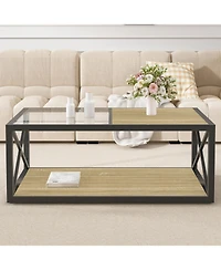Streamdale Furniture Modern Glass & Wood Coffee Table