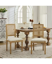 Streamdale Furniture Louis Dining Chairs, Rattan Back, Beige