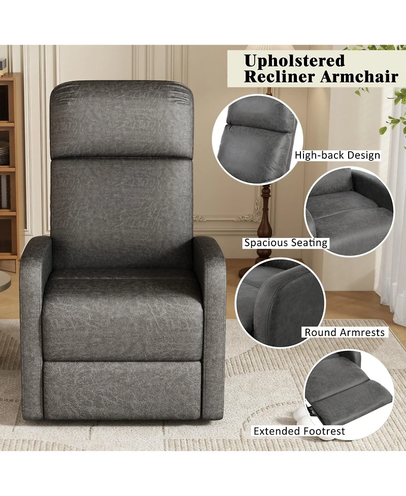 Streamdale Furniture Modern Manual Recliner Chair - Slate Grey