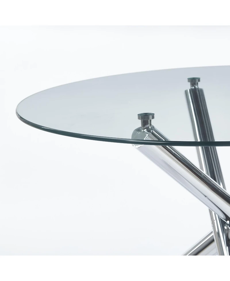 Streamdale Furniture Chrome Glass Dining Table - Modern Kitchen/Living Room Table 110cm