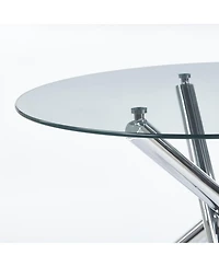 Streamdale Furniture Chrome Glass Dining Table - Modern Kitchen/Living Room Table 110cm