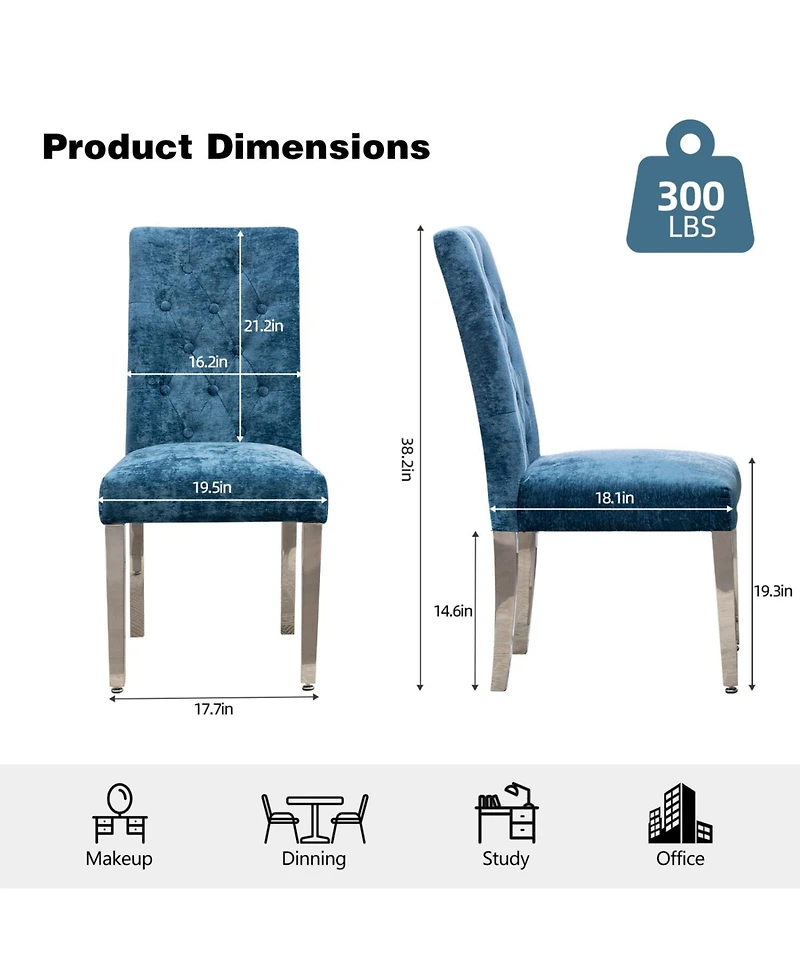 Streamdale Furniture Streamdale Modern Velvet Dining Chairs (Set of 2)