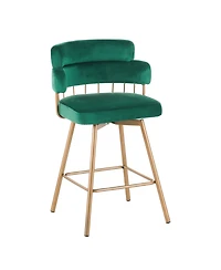 Streamdale 26" Swivel Bar Stools Set of 2, Upholstered with Backs, Green