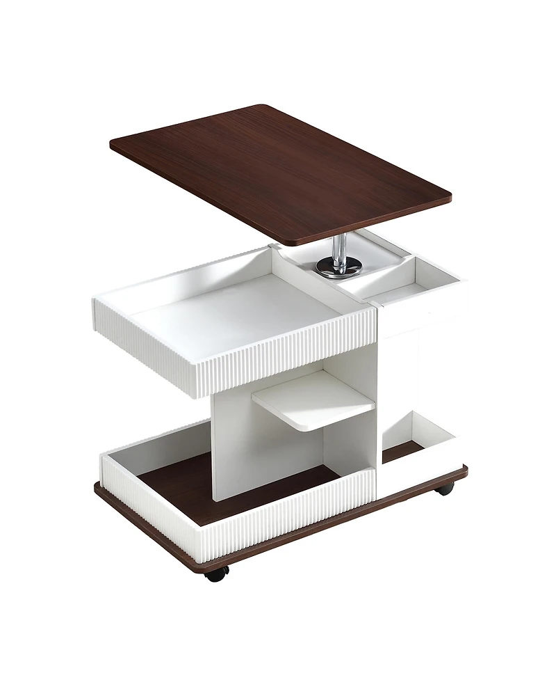 Streamdale Adjustable Lift-Top End Table with Wheels & Storage
