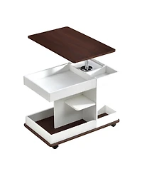 Streamdale Adjustable Lift-Top End Table with Wheels & Storage