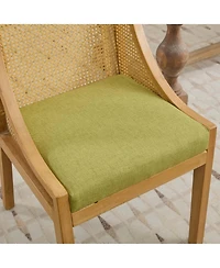 Streamdale Furniture Rattan Dining Chair, Wood Frame, Linen Seat, Rustic Style, Olive Green