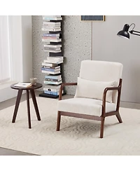 Streamdale Furniture Mid-Century Beige Chair & Walnut Coffee Table Set