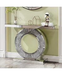 Streamdale Furniture Crystal O-Shaped Mirror Console Table