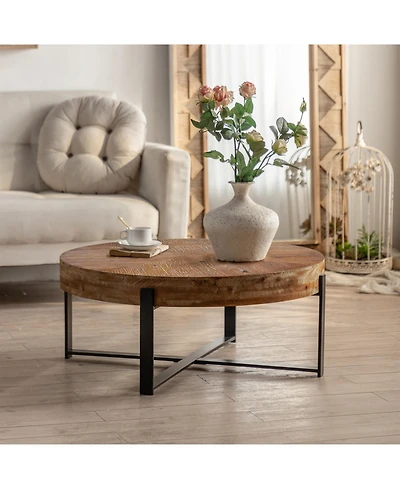 Streamdale Furniture Modern Retro Round Coffee Table - Black Cross Legs
