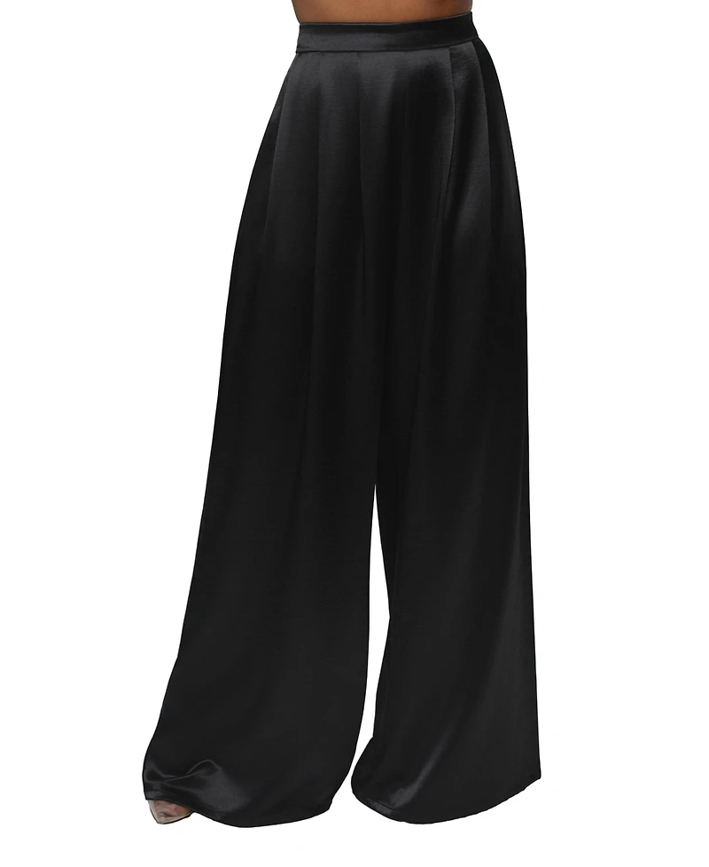 Jluxlabel Women's Satin Bliss Pleated Pant