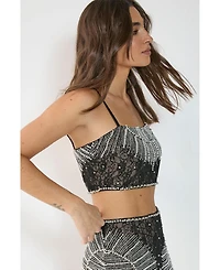 Nasty Gal Women's Lace Strappy Sequin Crop Top