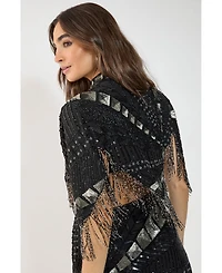 Nasty Gal Women's Panelled Sequin Tassel Cape