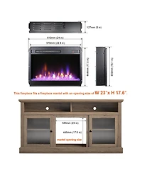 Flynama 23-inch electric fireplace insert, ultra-thin heater with crystal & realistic flame, remote control with timer, overheating protection