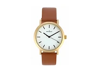 Peugeot Men's 40mm Brown Minimalist Calfskin Leather Strap Watch