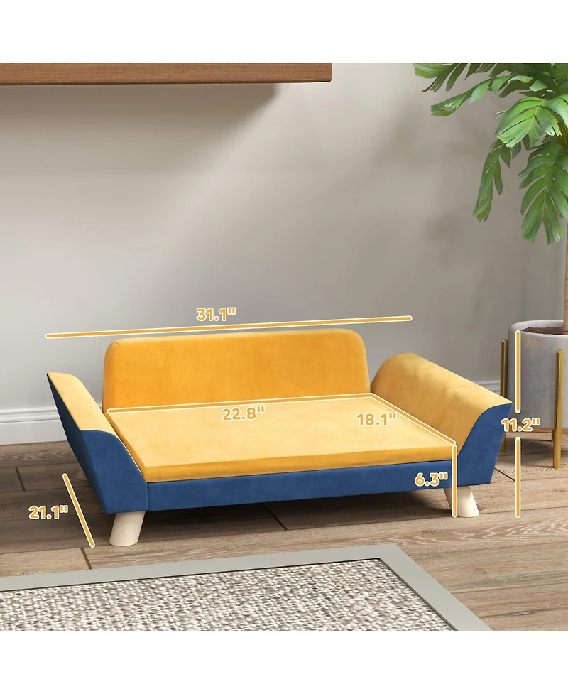 Zeus & Ruta Orange Cat Sofa Bed with Washable Cover