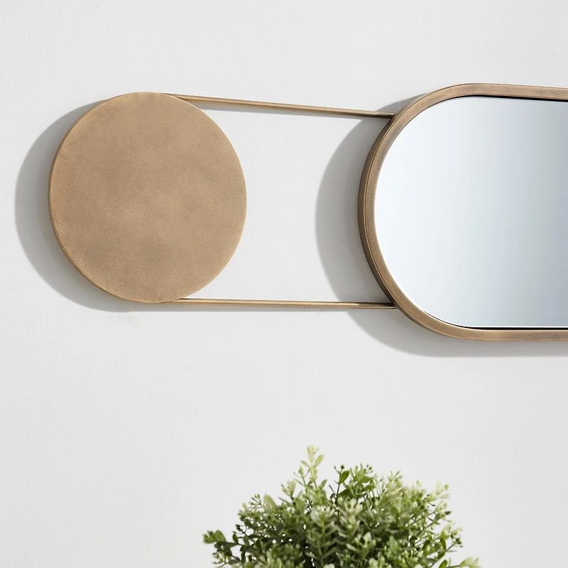 Danya B Antique Brass Oval Wall Mirror - Horizontal or Vertical Wall Mount