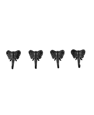 Danya B 4 Piece Elephant Head with Trunk Decorative Wall Hook Set
