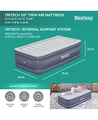 Bestway Tritech Air Mattress Inflatable Twin-Sized Bed with Built-In Ac Pump
