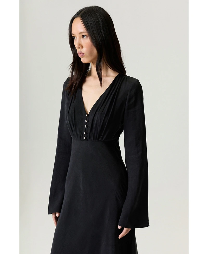 Nocturne Women's Crystal Button Detailed Maxi Dress