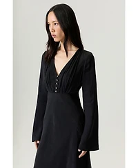 Nocturne Women's Crystal Button Detailed Maxi Dress