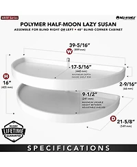 Rev-a-Shelf 39" Lazy Susan Half-Moon Polymer Two-Tier Blind Cabinet 6882-39-11-570