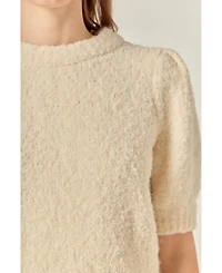 English Factory Women's Boucle Puff Sleeve Knit Top