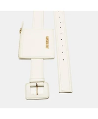 Pre-Owned Jacquemus White Leather La Ceinture Carree Pouch Belt