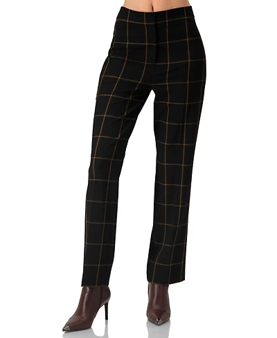 Ivonne Women's Black Tailored Straight-Leg Trousers