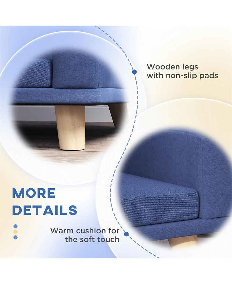 Aostirmotor Pet Sofa Couch Bed with Washable Cushion for Large Dogs, Cats in Blue