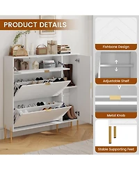 Boyel Living 49.21 in. H Wood Shoe Storage Cabinet with Flip-Up Drawers Adjustable Shelf