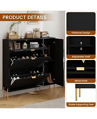 Boyel Living 49.21 in. H Wood Shoe Storage Cabinet with Flip-Up Drawers Adjustable Shelf