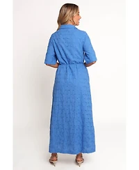 Petal and Pup Women's Cooper Embroidered Button Through Midi Dress