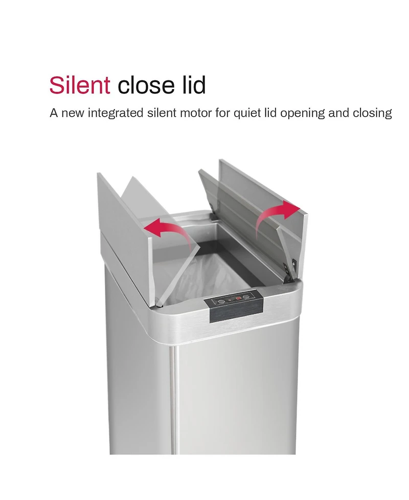 Mega Casa 16 Gallon Stainless Steel Slim Motion Sensor with Butterfly Lid Trash Can